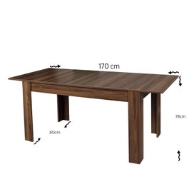 Hanah Home Oblo Mesa de comedor extensible Nogal